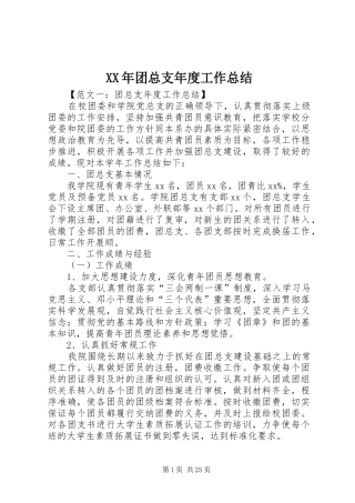 XX年团总支年度工作总结