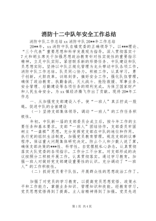 消防十二中队年安全工作总结