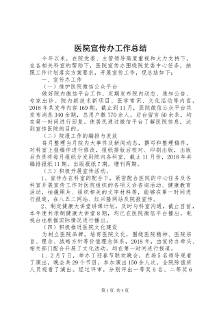 医院宣传办工作总结