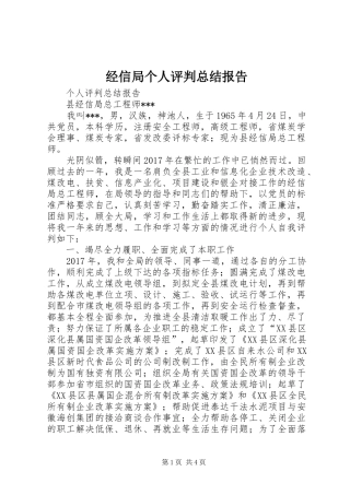 经信局个人评判总结报告