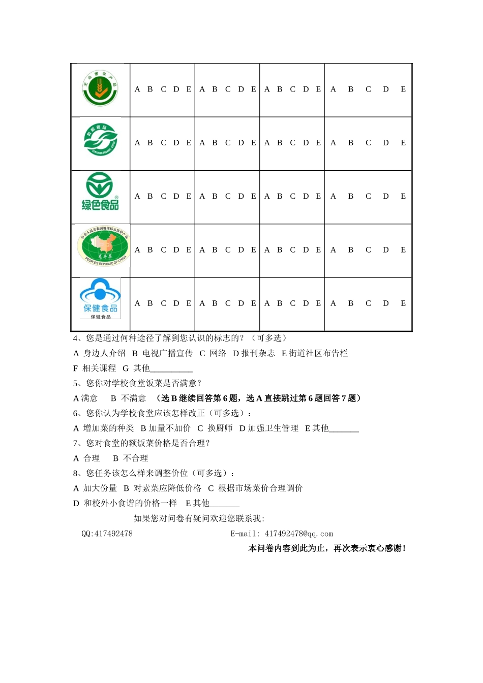 消费者对食品认证标识认知程度研究调查问卷_第2页