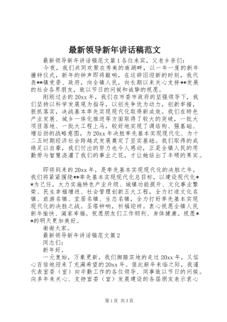 最新领导新年讲话稿范文