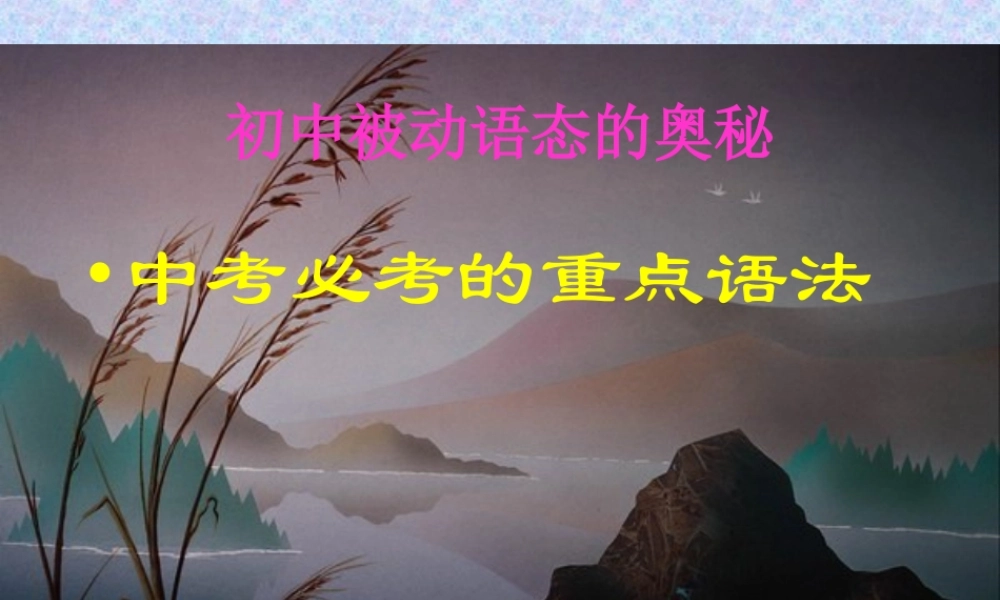 被动语态-----讲解与练习