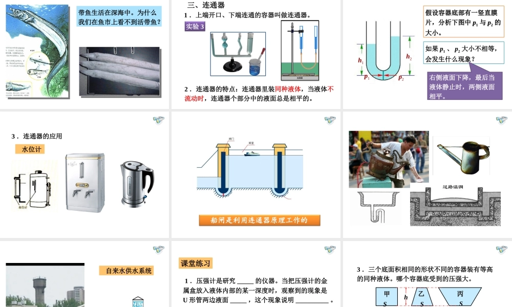 人教版八年级物理下册教学课件：第九章压强第2节液体的压强