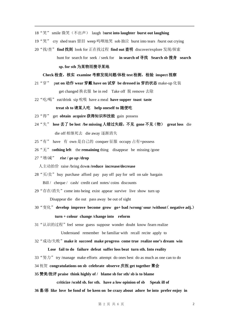 历年高考英语完形填空高频词汇总结_第2页