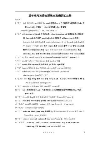 历年高考英语完形填空高频词汇总结