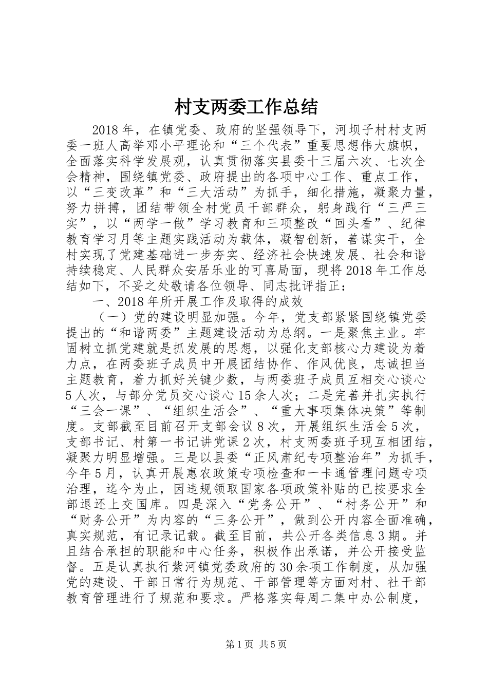 村支两委工作总结_第1页