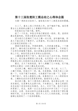 第十三届张楚阳工模总结之心得体会篇