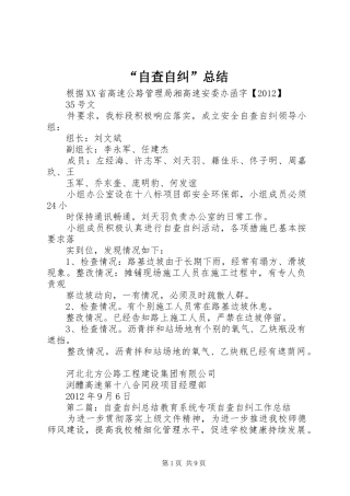 “自查自纠”总结