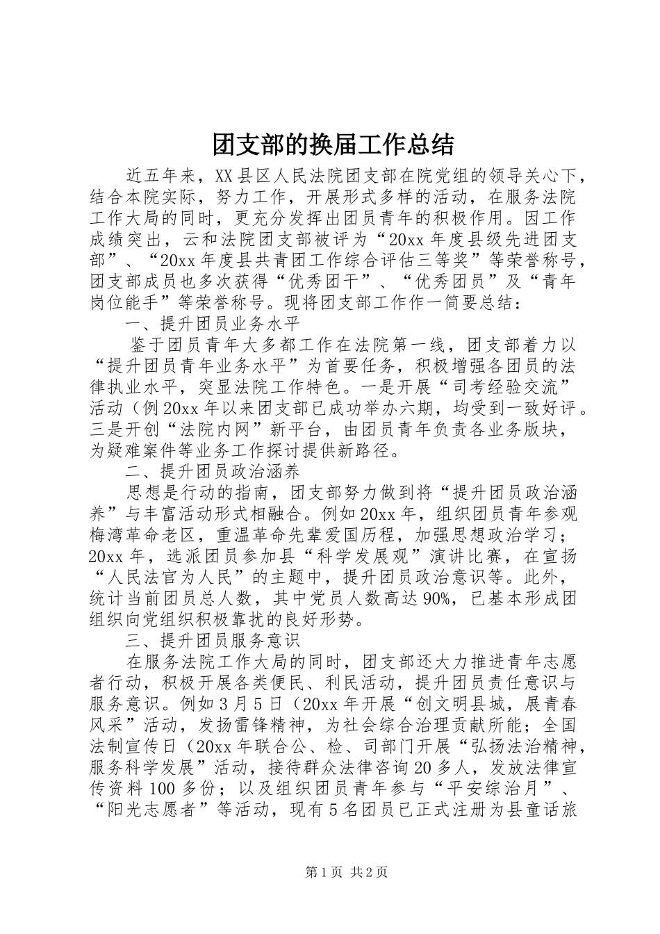 团支部的换届工作总结_第1页