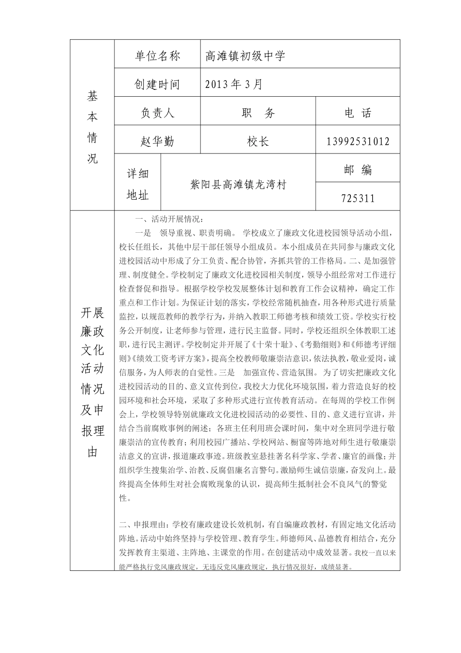 2013年度市级廉政文化“六进”示范单位申报表2上报_第2页