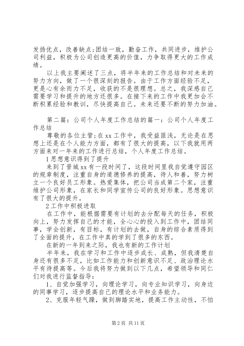 XX年公司个人的工作总结_第2页