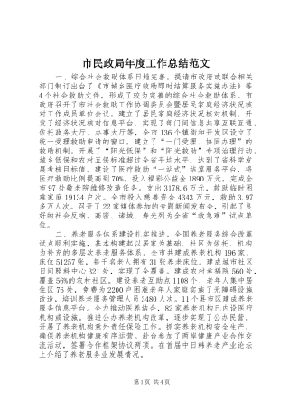 市民政局年度工作总结范文