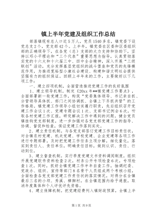 镇上半年党建及组织工作总结_1