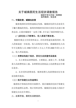 城镇居民调查报告