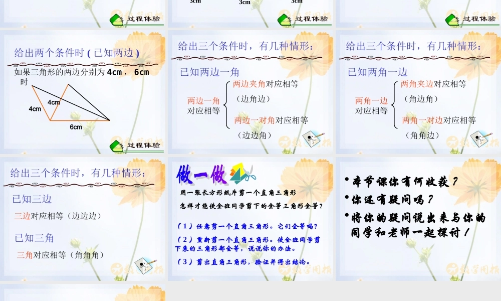 全等三角形的判定条件课件华师大版