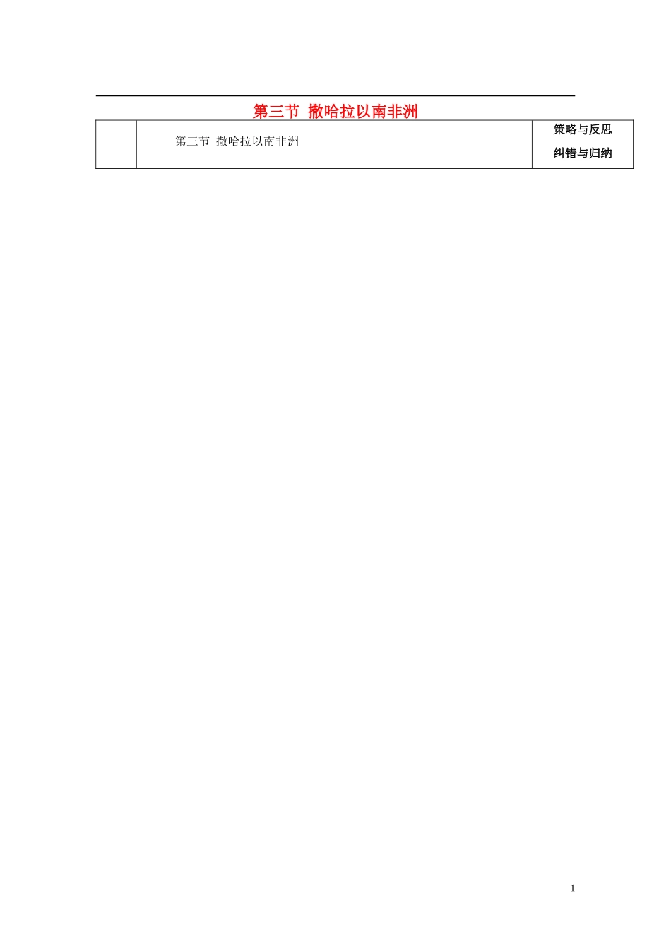 七年级地理下册第八章第三节撒哈拉以南非洲导学案（无答案）（新版）新人教版_第1页