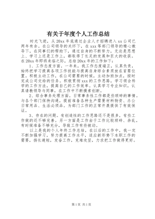 有关于年度个人工作总结