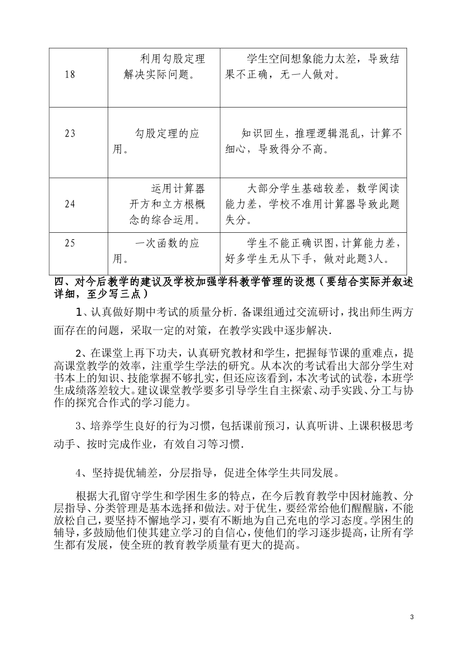 岳敏娟学校八年级数学学科质量分析报告MicrosoftOfficeWord97-2003文档_第3页