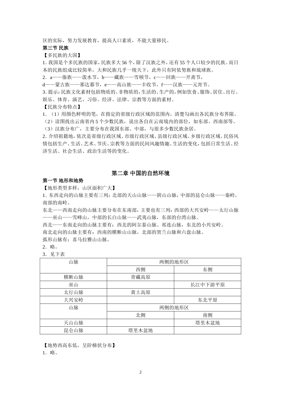 八上地理课后活动题答案_第2页