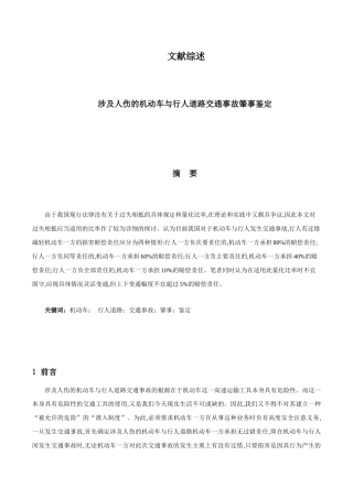 文献综述  涉及人伤的机动车与行人道路交通事故肇事鉴定