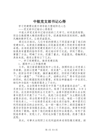 中航党支部书记心得