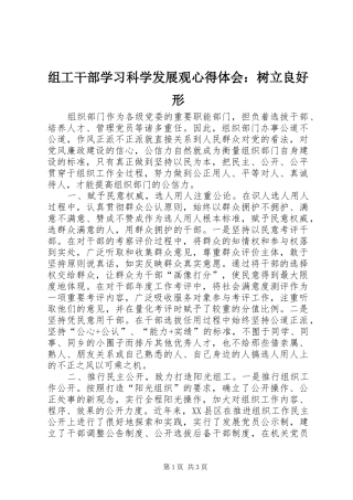 组工干部学习科学发展观心得体会：树立良好形