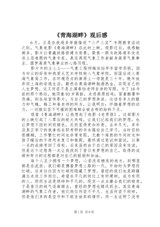 《青海湖畔》观后感
