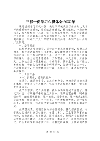 三抓一促学习心得体会20XX年