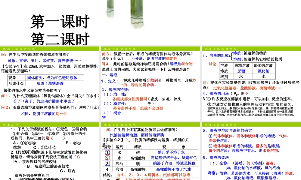 课题1溶液的形成课件