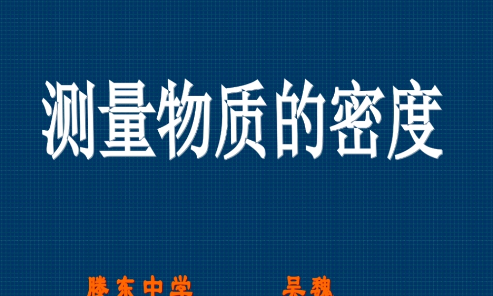测量物质的密度 