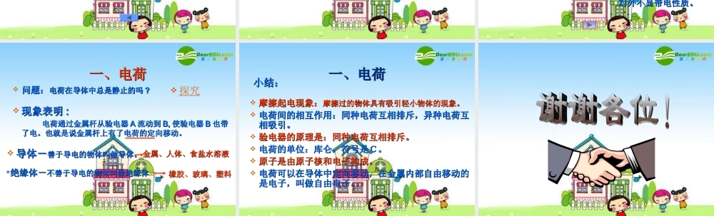 八年级物理上册：一、电荷课件人教新课标