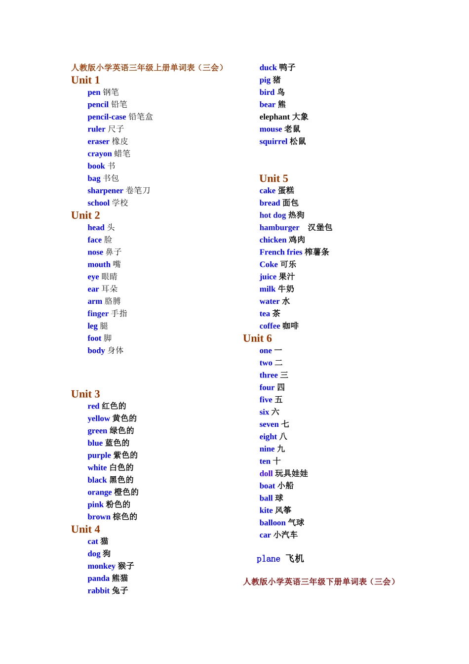 人教版小学英语全部单词表(便宜版)_第1页
