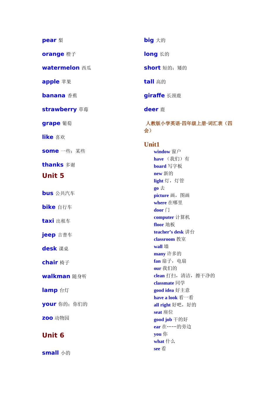 人教版小学英语全部单词表(便宜版)_第3页