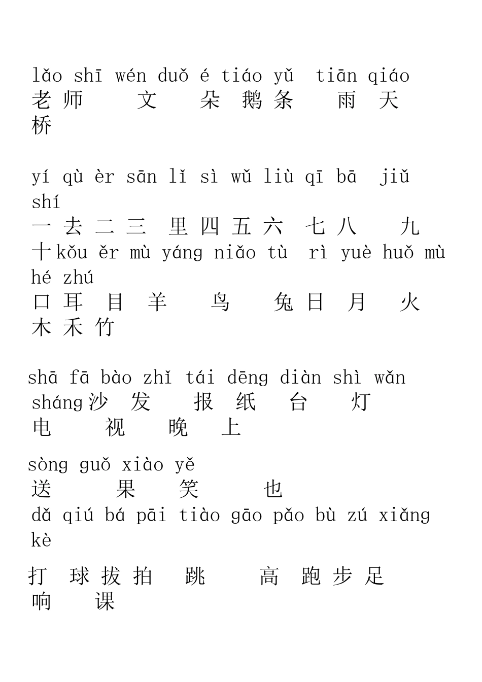 一年级带拼音的生字表_第2页