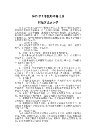 骨干教师培养计划13315