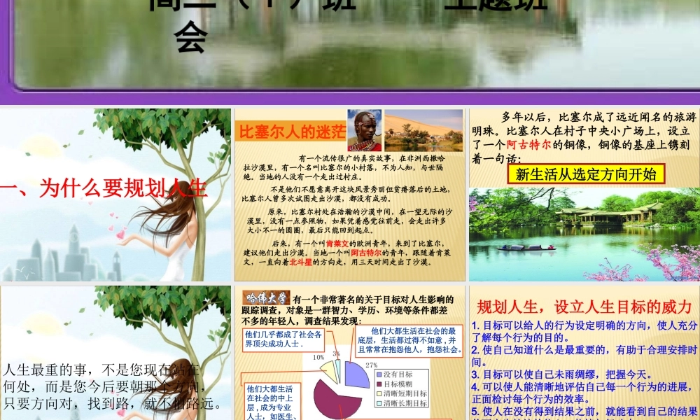 科学规划人生——高二（1）班主题班会