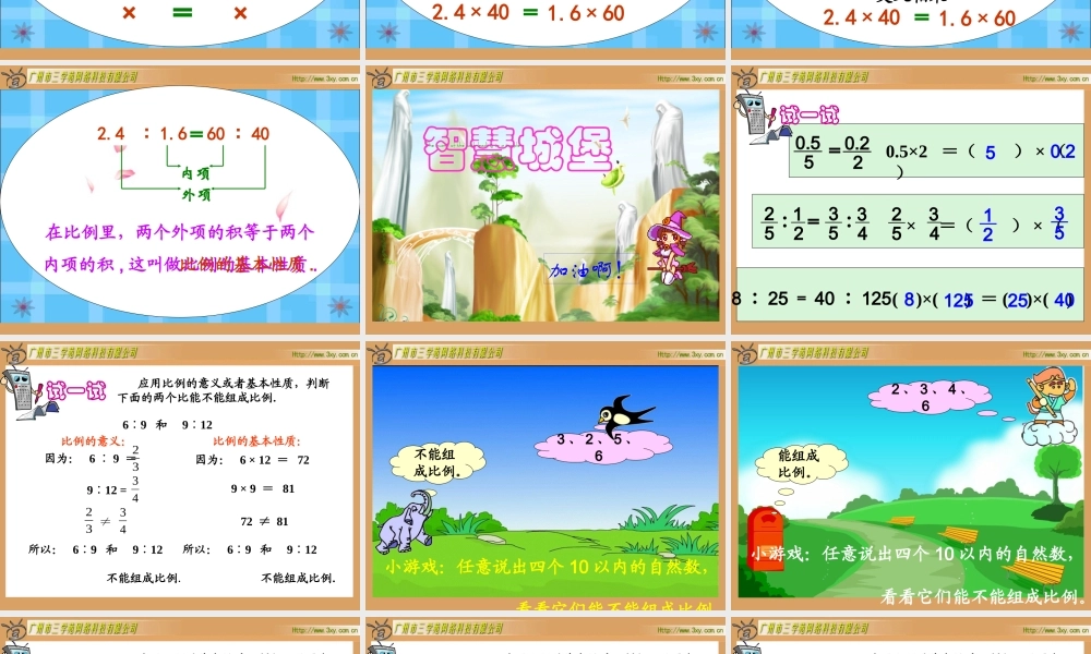 人教版新课标数学六年级下册《比例的基本性质》课件(1)
