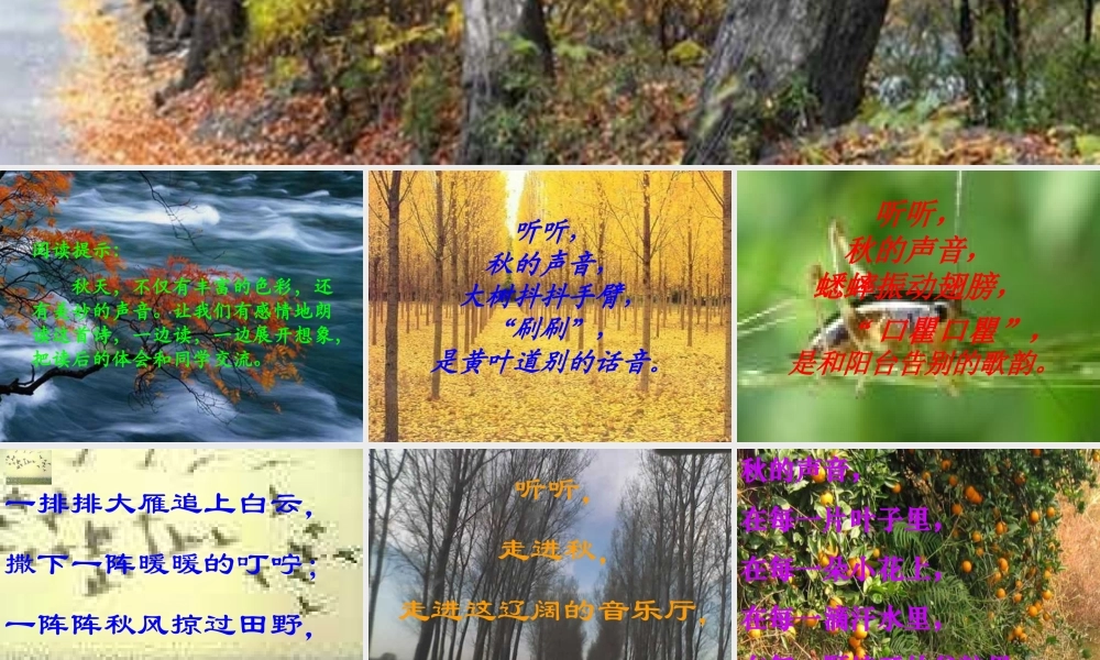 人教版三年级语文上册第三单元12课《听听，秋的声音》PPT课件