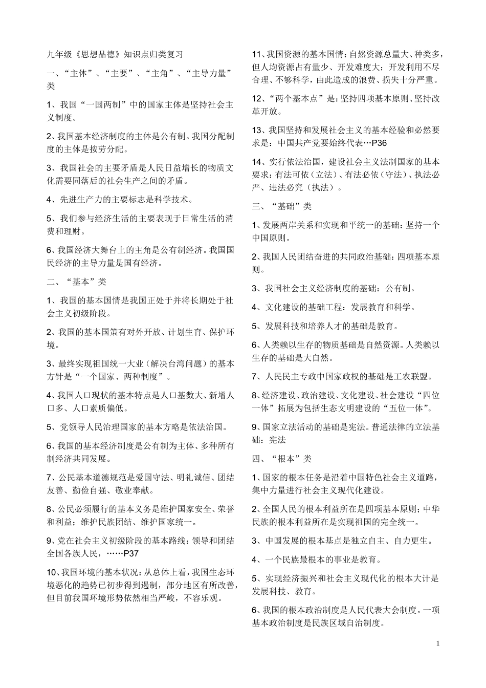 九年级政治分类知识点_第1页
