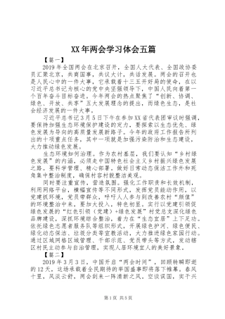 XX年两会学习体会五篇