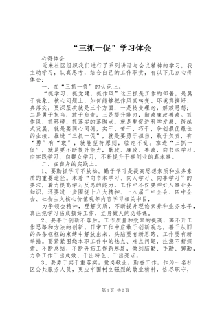 “三抓一促”学习体会