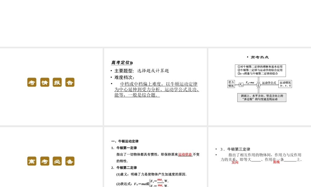 2013年高三物理二轮锁定高考课件：13牛顿运动定律常考的3个问题