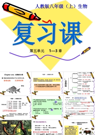 八年级上册生物第五单元1-3章复习