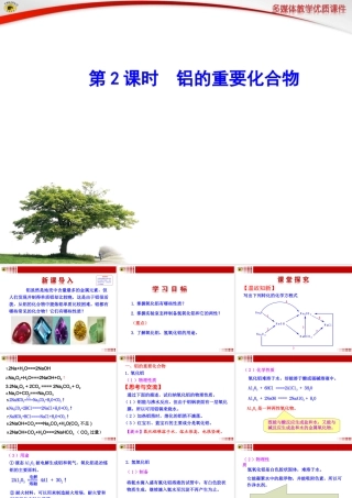 高中必修一第2课时铝的重要化合物