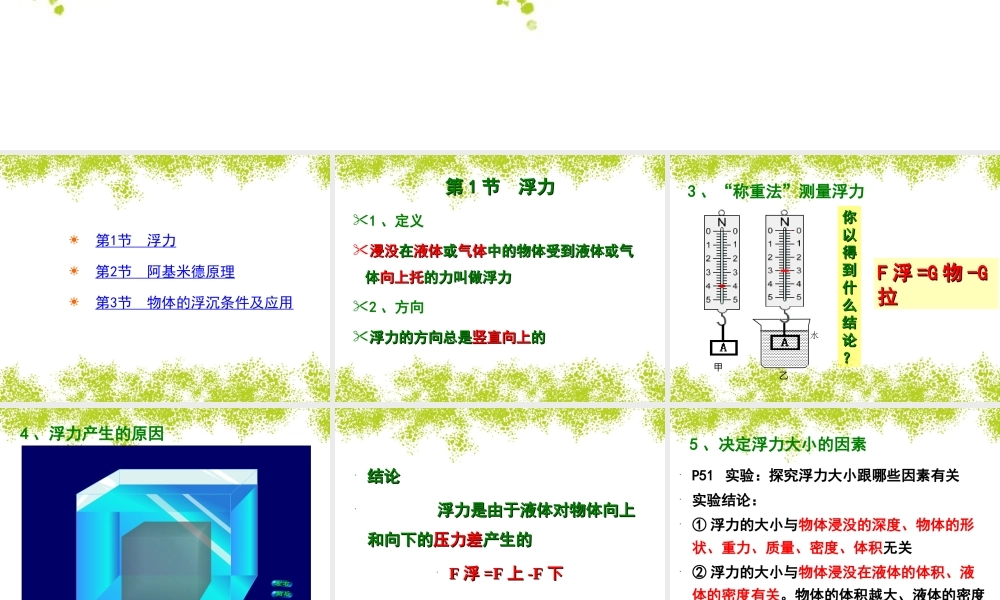 新人教版物理八下第十章浮力复习课件