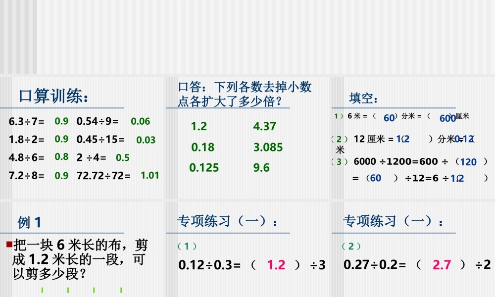 除数是小数的除法专项练习