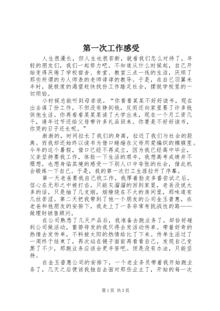 第一次工作感受