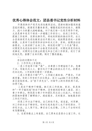 优秀心得体会范文：团县委书记党性分析材料