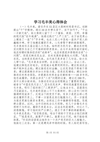 学习毛丰美心得体会
